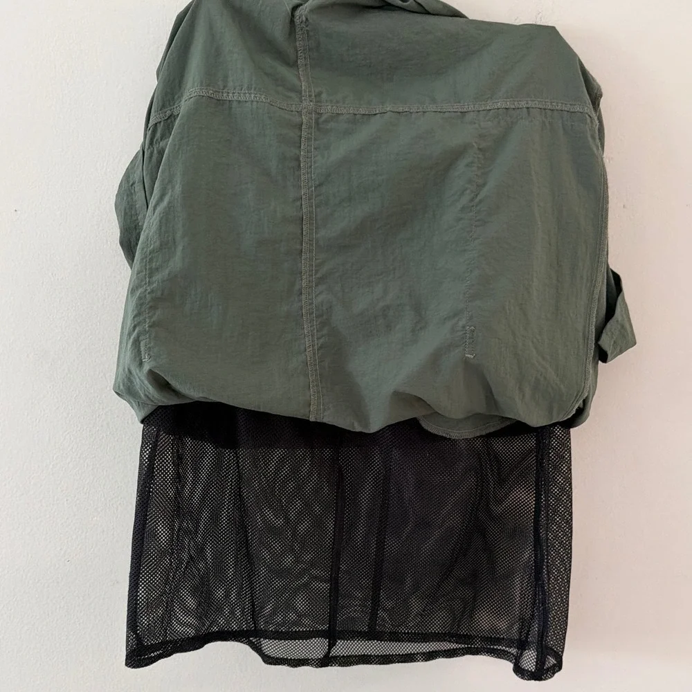 Jacques Ruc Olive Green Nylon Cargo‎ Maxi Skirt Utilitarian Gorpcore Size Small